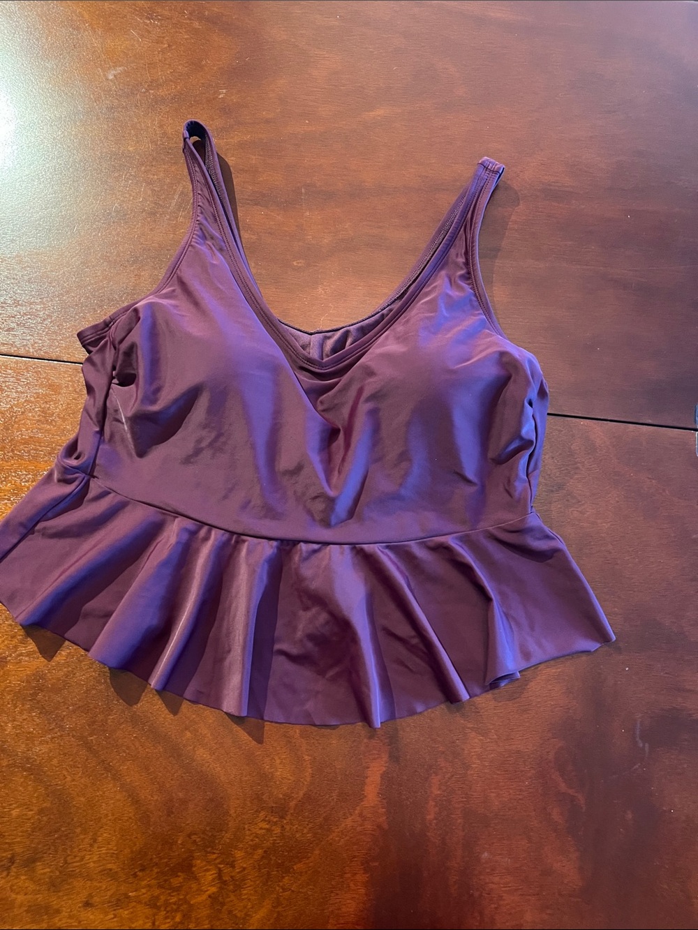Kona Sol Deep Purple Peplum Swim Top